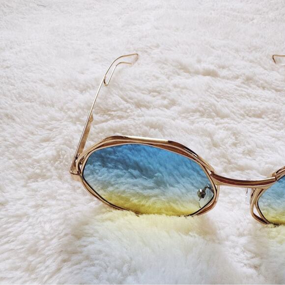 Seraphina Blue & Yellow Geometric Sunglasses - Picture 5 of 11